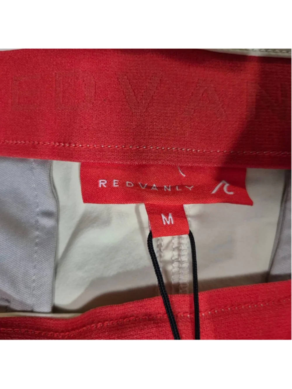 Men's REDVANLY Flat Front Shorts M Beige with Red Trim